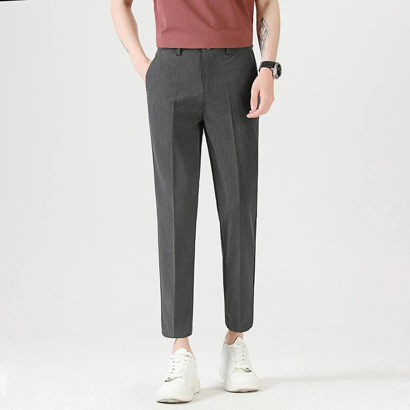 Men's sophisticated stretch trousers with tailored pencil fit, available in a range of classic colours