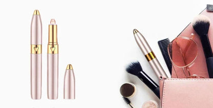 Mini Electric Eyebrow Trimmer Pen with built-in LED light for precise brow grooming
