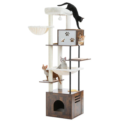 Spacious multi-level cat tree with cozy condos, hammocks, and sisal scratching posts for your feline friends