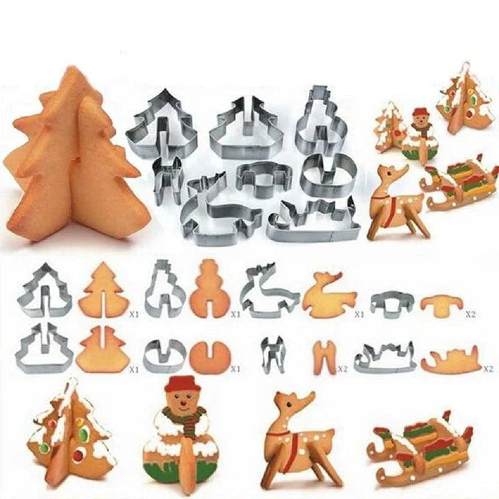 Premium stainless steel cookie cutters set with 8 versatile shapes for baking Christmas cookies, birthday treats, and more
