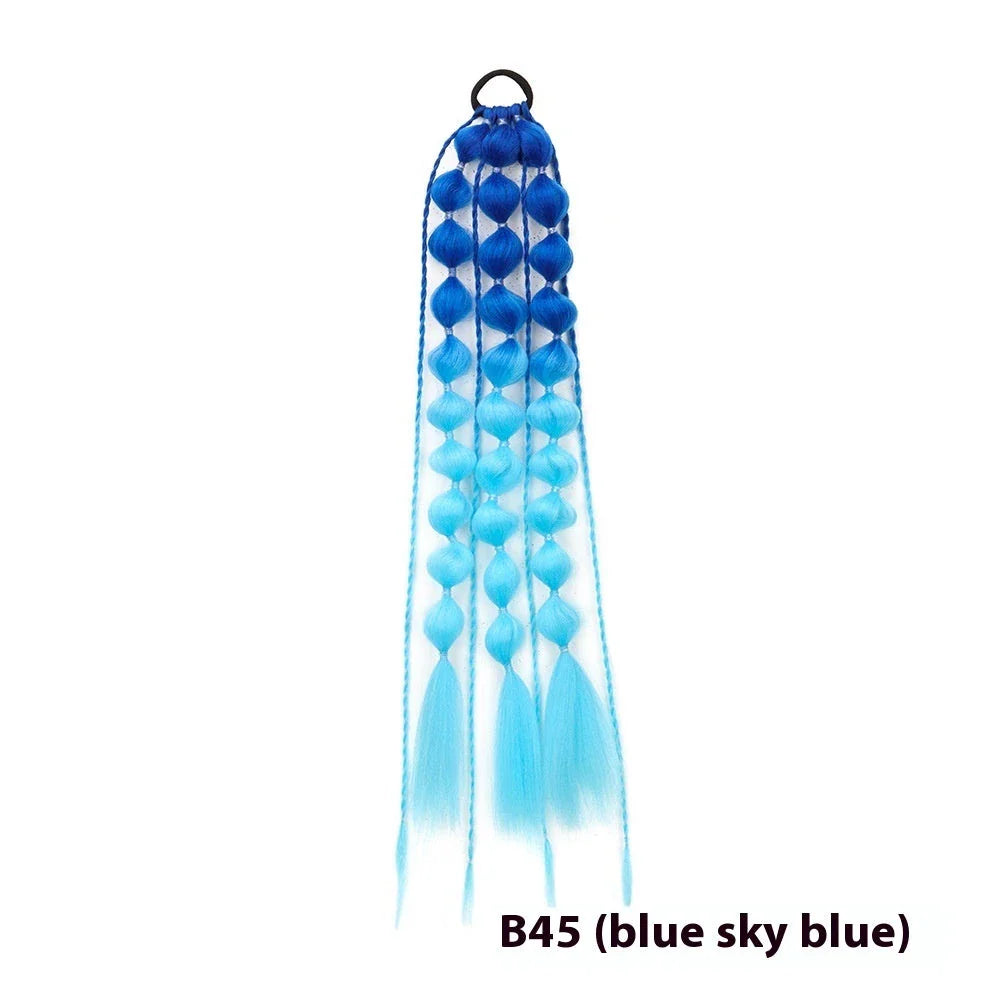 Elegant bubble braid wig in various vibrant lantern-inspired colours