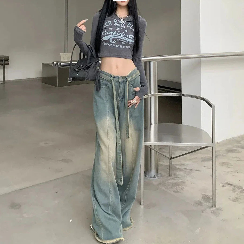 Premium vintage-inspired straight-leg jeans for British women, featuring a high-waisted design and mid-weight denim fabric