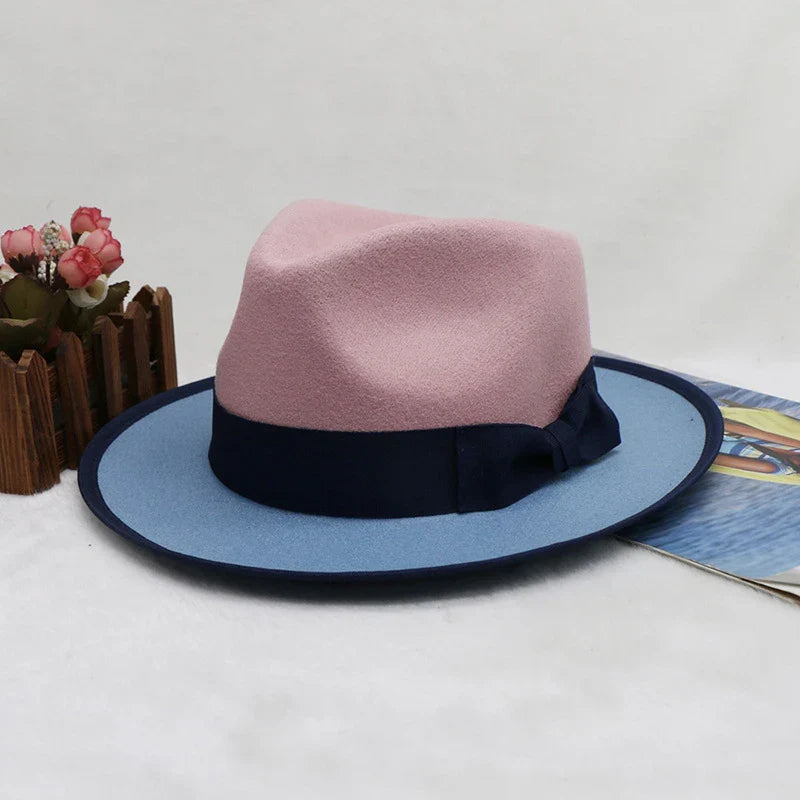 Premium Dual-Colour Felt Fedora Hat with Adjustable Size and Timeless Silhouette