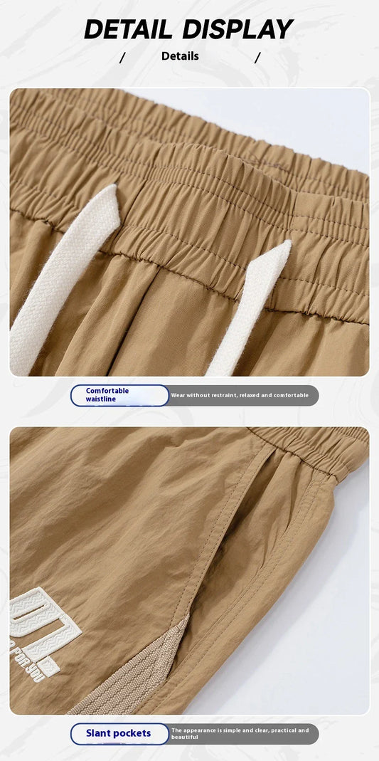 Premium Mountaineering Trousers in black and khaki colours, featuring a relaxed straight-leg fit and durable nylon construction for outdoor adventures.