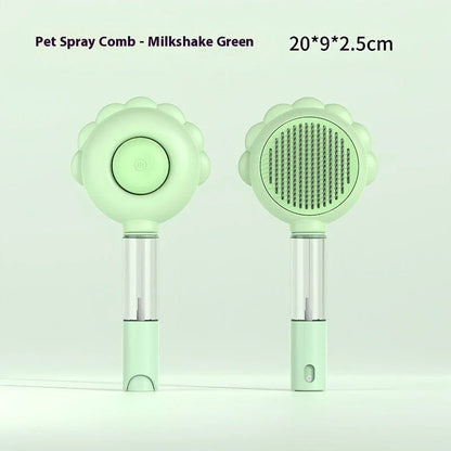 Premium 2-in-1 Self-Cleaning Pet Grooming Brush and Comb with curved comb teeth and ergonomic, non-slip handle for efficient and gentle grooming