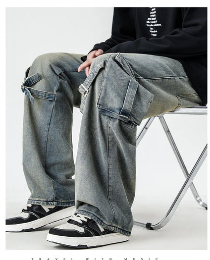 Retro-inspired British menswear in nostalgic colour, featuring premium denim construction and versatile design for timeless style and modern comfort.