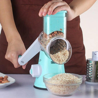 A premium manual vegetable cutter with stainless steel blades and a contemporary blue design, perfect for efficient meal preparation in any UK kitchen.