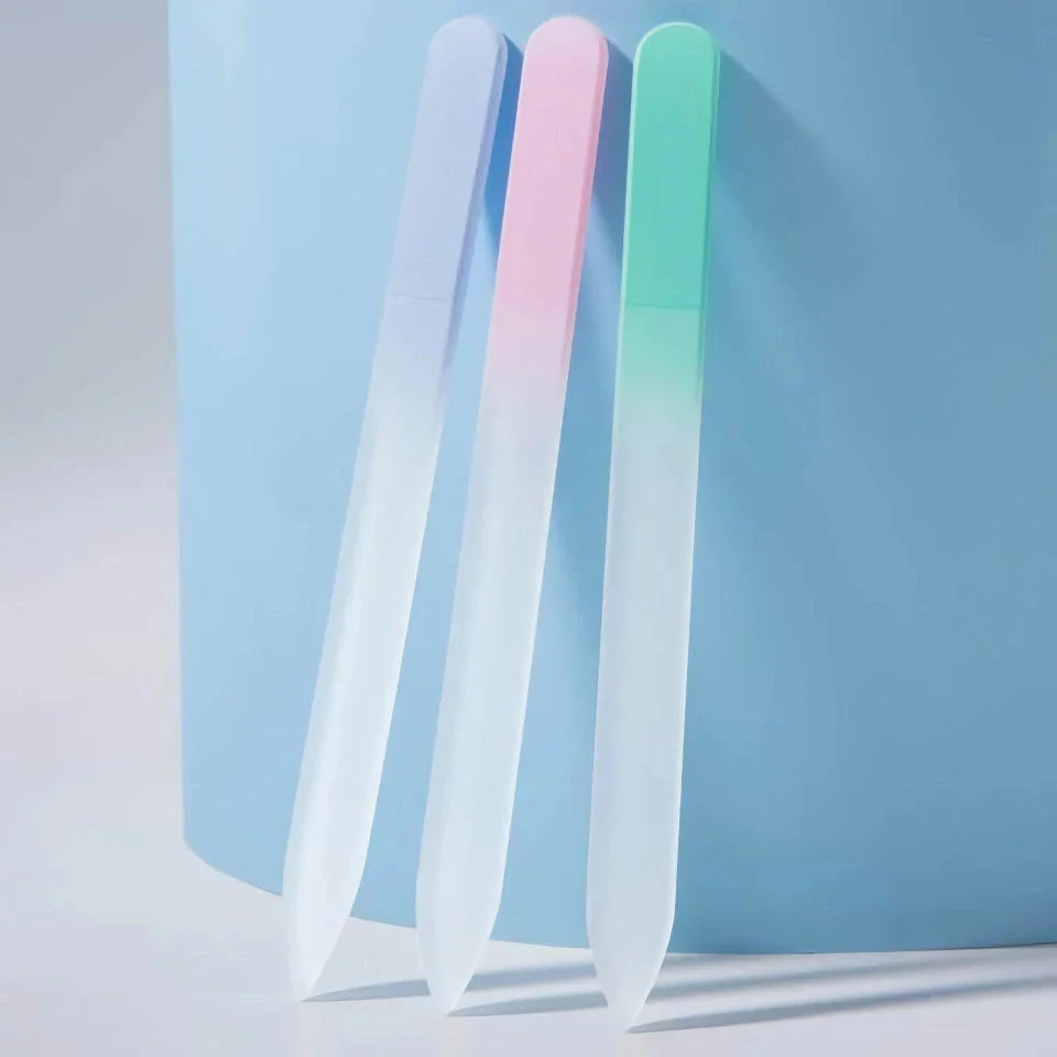 Premium British glass nail file with protective case for healthier, smoother nails
