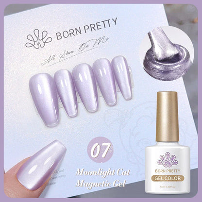 Radiant white light magnetic gel nail polish with sparkling glitter for enchanting, shimmering nail art designs