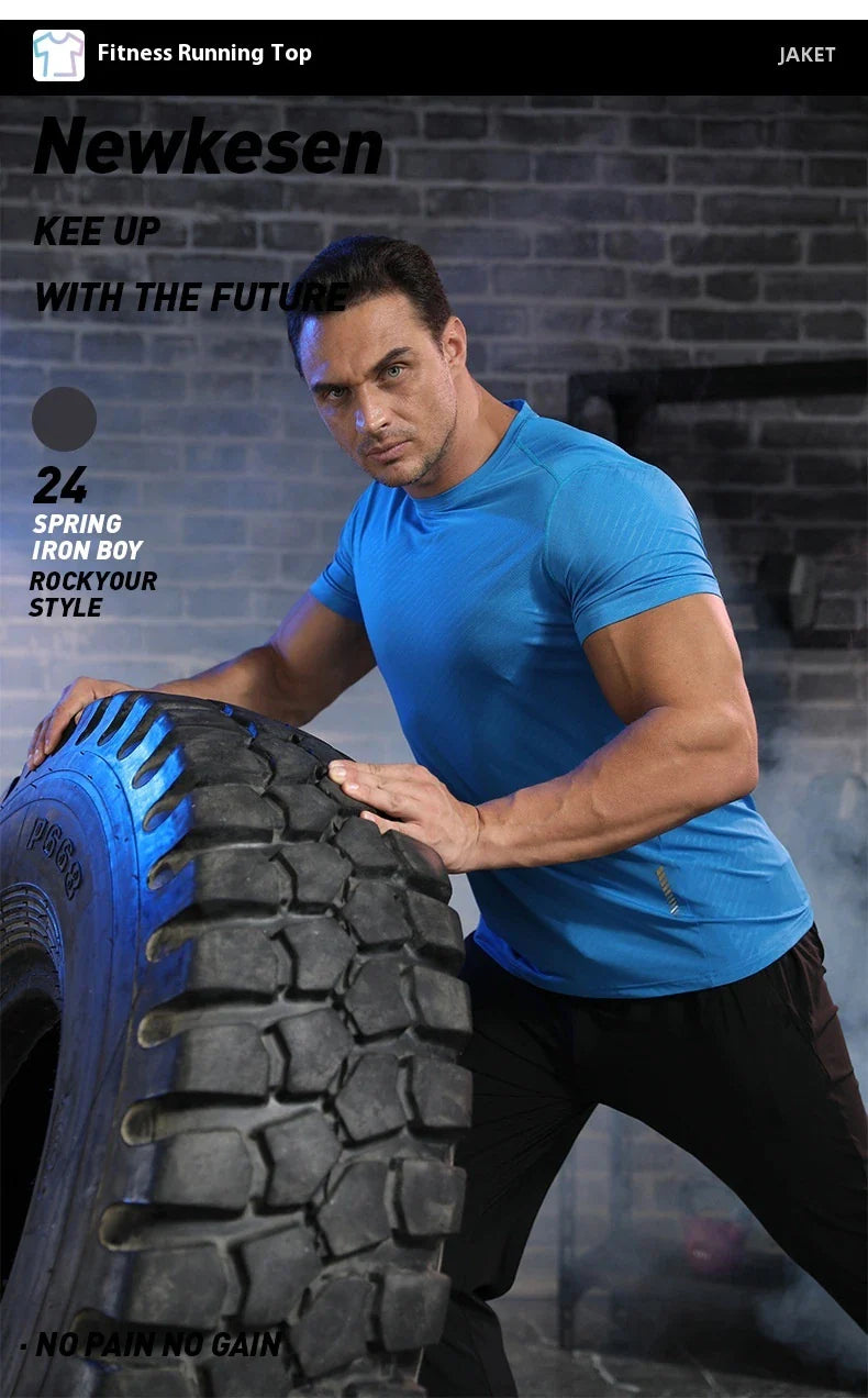 Men's summer sports t-shirt in black, white, grey, navy, and lake blue colours with quick-drying, breathable, and UV-protective features