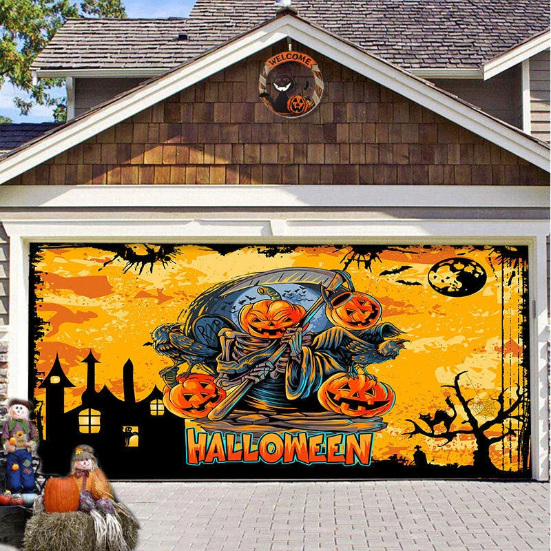 Decorative hanging cloth fabric with geometric abstraction pattern for Halloween party backdrop