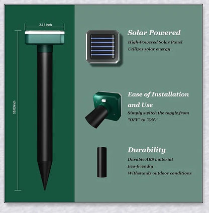 Premium solar-powered snake repellent device with ultrasonic waves for effective pest deterrence in UK gardens