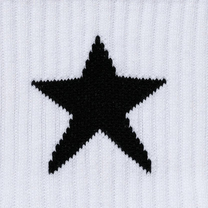 Premium white sports socks with a five-pointed star pattern, designed for men's active lifestyles.