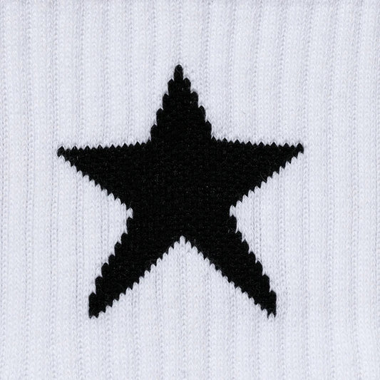 Premium white sports socks with a five-pointed star pattern, designed for men's active lifestyles.