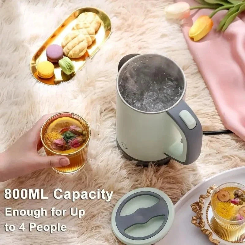 Compact stainless steel electric kettle with fast heating, cordless convenience, and durable construction