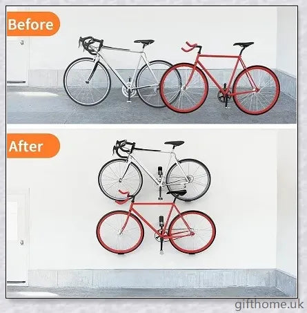 Sturdy black carbon steel bicycle wall mount rack for securing bikes and mountain bikes to the wall
