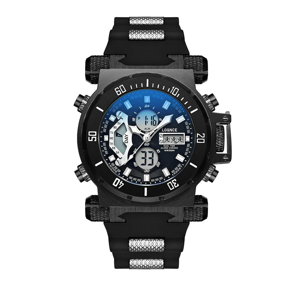 Premium chronograph watch with dual display, luminous face, and comprehensive smart features for the modern gentleman