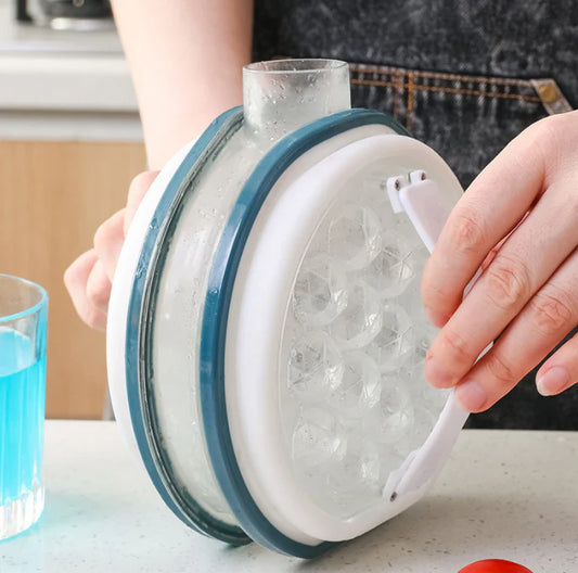 Innovative 2-in-1 Portable Ice Maker Kettle with Grey and Blue colour options, featuring premium materials and leak-proof design for home use.