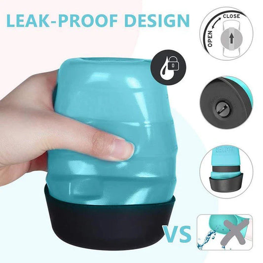 Premium foldable pet travel water bottle made of silicone with 500ml capacity and leak-proof design