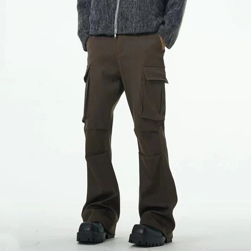 Premium British-made retro-style overalls with multiple pockets in a brown colour