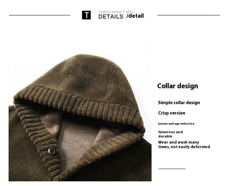 Premium double-sided cashmere hooded jacket with luxurious faux fur lining, perfect for British winter weather