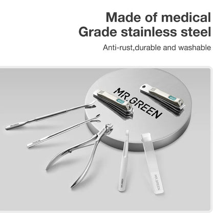 Luxurious 7-in-1 Manicure and Pedicure Set with Medical-Grade Stainless Steel Tools and Stylish Leather Case