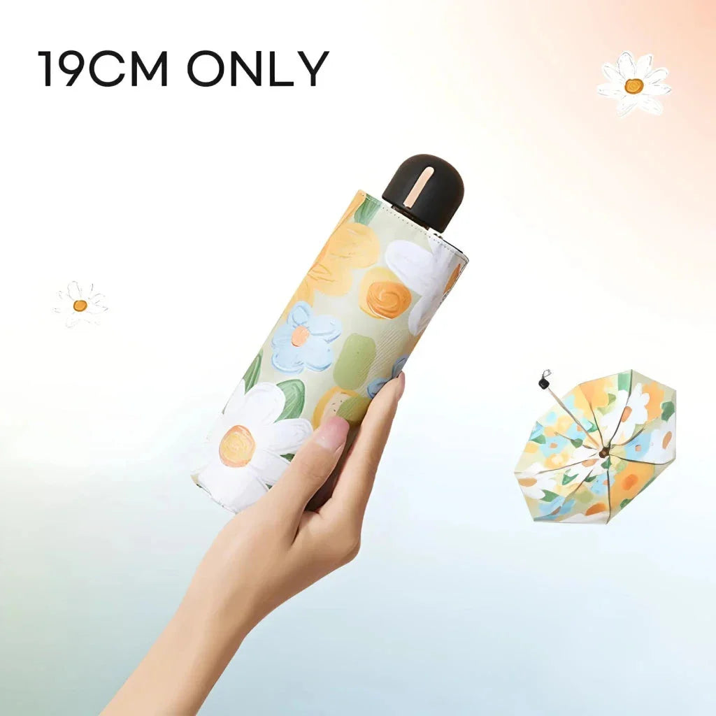 Flower Pocket Mini Phone Umbrella with a floral pattern, providing stylish rain and sun protection