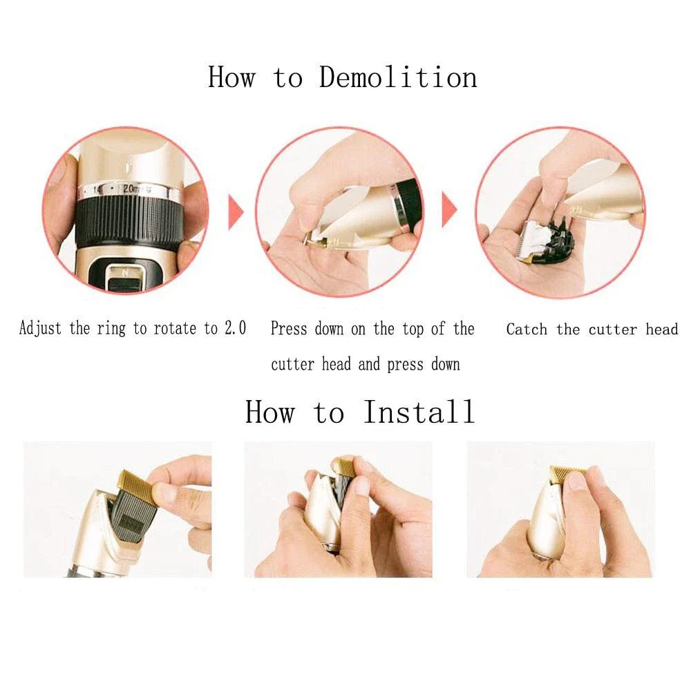Golden Design Dog's Hair Trimmer Set with Quiet Electric Trimmer, Ergonomic Design, and Precision Attachments for Stress-Free Grooming