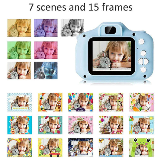 Kids' Mini HD Digital Video Camera in pink colour with 32GB storage, designed for young photographers to capture high-quality photos and videos