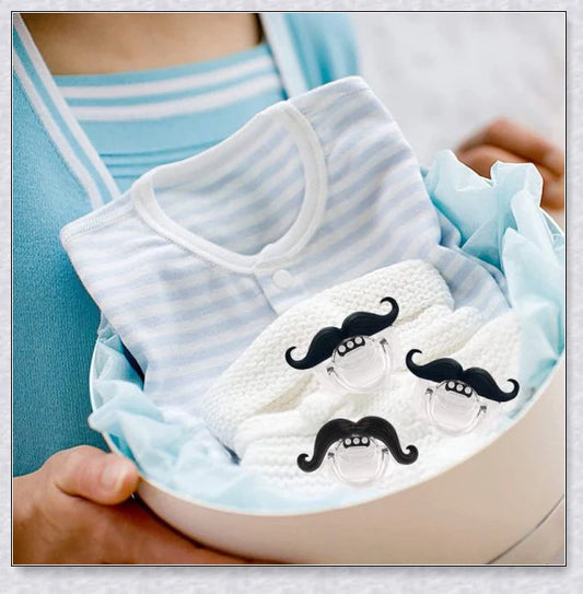 Adorable mustache-themed pacifier made with safe, premium materials for newborns in the UK