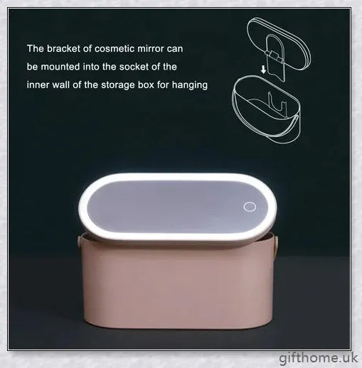 Chic portable makeup case with adjustable LED lighting and rotatable mirror stand