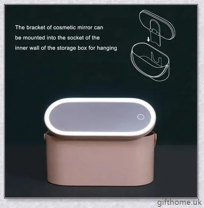 Chic portable makeup case with adjustable LED lighting and rotatable mirror stand