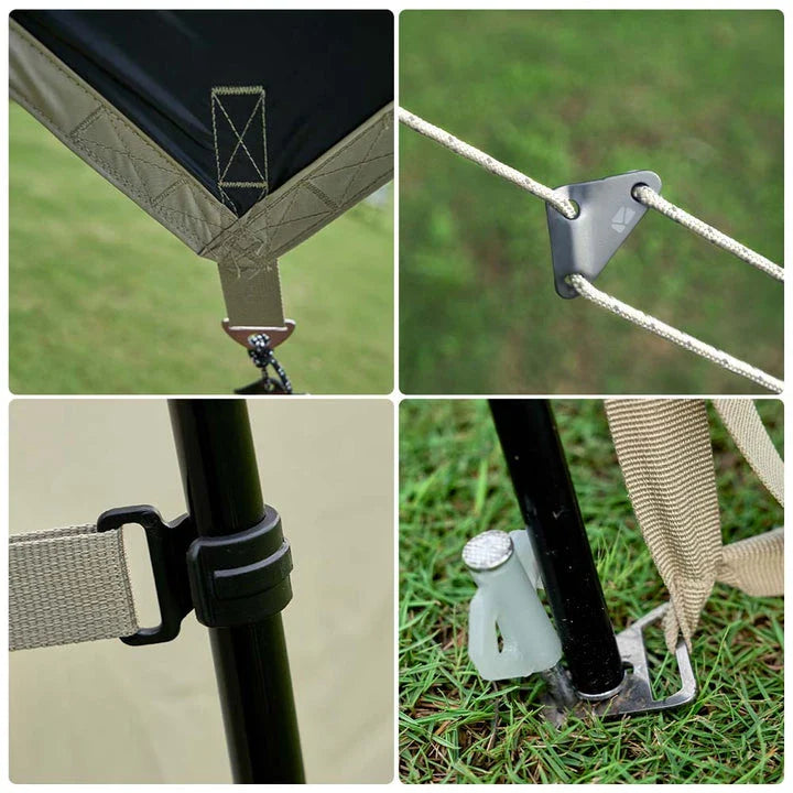 Camping Hexagonal Sun Shelter with durable aluminum frame and waterproof UV-blocking fabric for outdoor activities in the UK