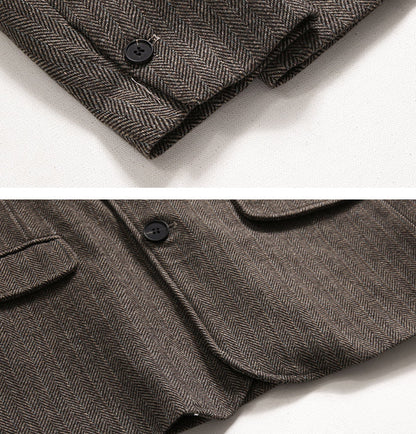 Stylish Korean-inspired relaxed fit premium small jacket in khaki colour with attention to detail
