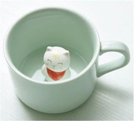 Charming 3D cat-shaped ceramic coffee mug with a whimsical design and generous 220ml capacity