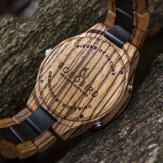 Premium handcrafted wooden watch with a minimalist, elegant design and a round dial