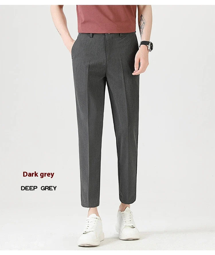 Men's sophisticated stretch trousers with tailored pencil fit, available in a range of classic colours