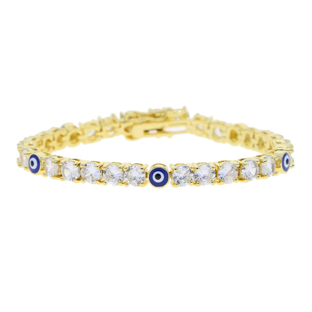 Elegant 5mm zircon tennis bracelet in silver or gold with adjustable length options