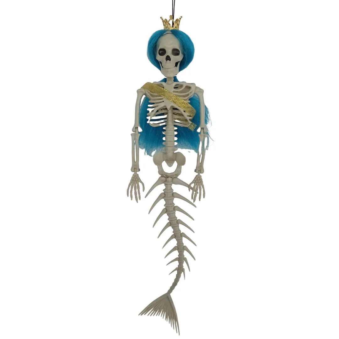 Mermaid bone pendant decoration in brown, dark purple, burgundy, and lake blue colours, ideal for Halloween outdoor courtyard displays