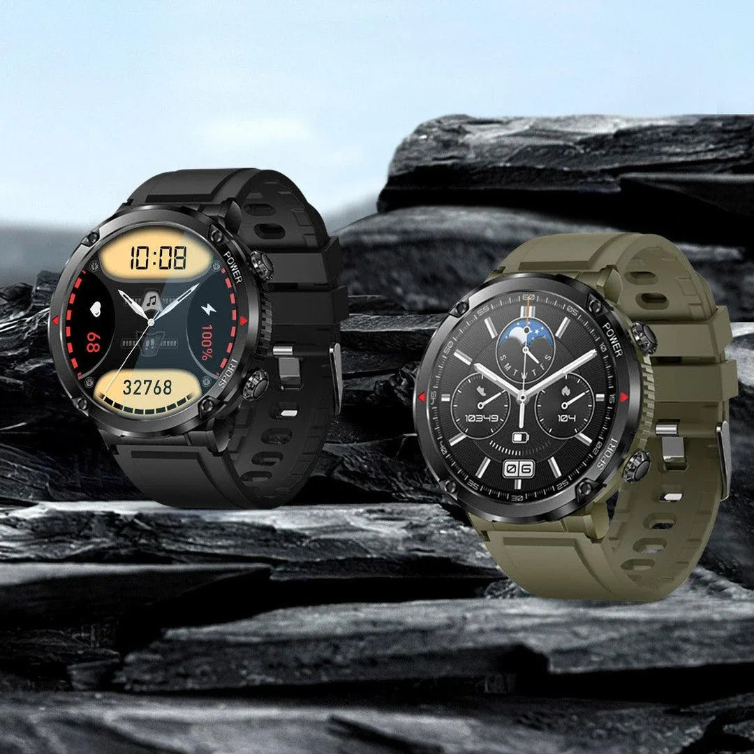 Premium HD smart watch with comprehensive health tracking features including heart rate, blood pressure, and step counting