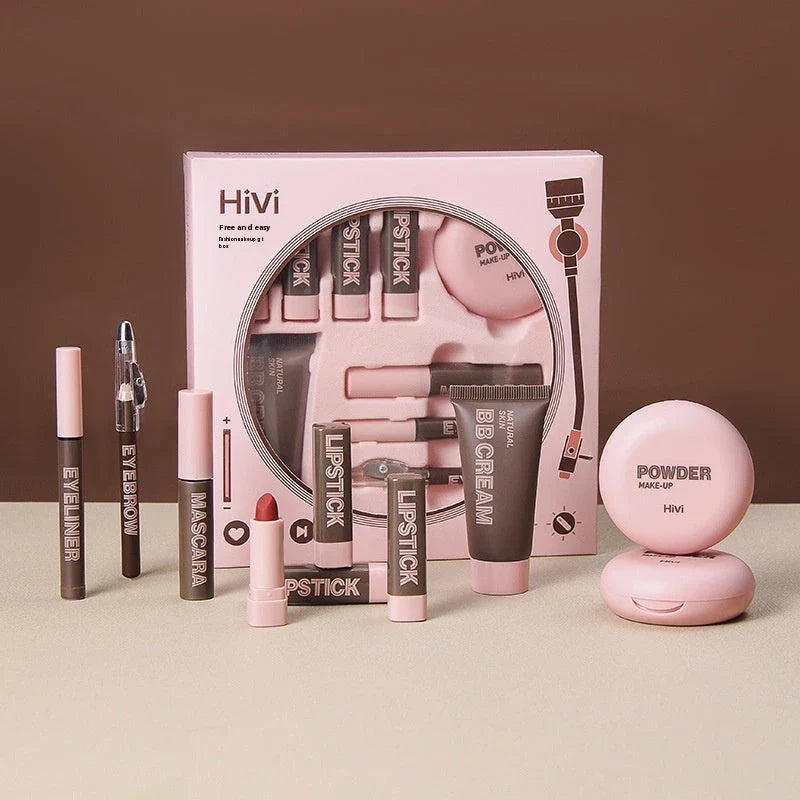 Chic Makeup Set with Matte Lipsticks, Honey Powder, and Eye Makeup Essentials