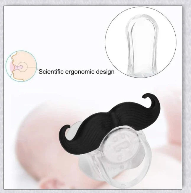 Adorable mustache-themed pacifier made with safe, premium materials for newborns in the UK