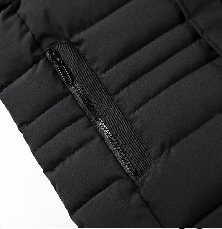 Warm and versatile fleece-lined cotton jacket for men in various classic colours, featuring a detachable hood for added protection against the elements.