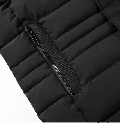 Warm and versatile fleece-lined cotton jacket for men in various classic colours, featuring a detachable hood for added protection against the elements.
