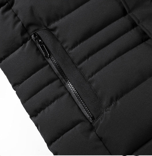 Warm and versatile fleece-lined cotton jacket for men in various classic colours, featuring a detachable hood for added protection against the elements.