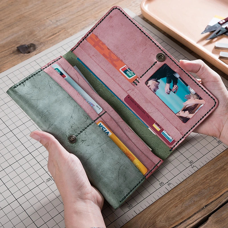 Premium handcrafted leather wallet with mist wax finish, featuring a vintage-inspired design and ample storage for cards and cash