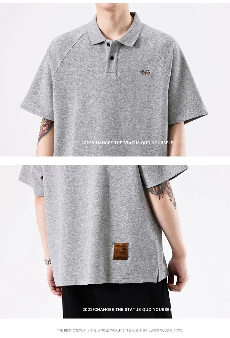 Stylish everyday raglan t-shirt for men in white, dark brown, and melange grey colours
