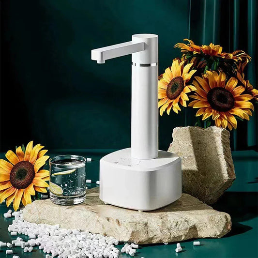 Electric water dispenser with adjustable flow, rechargeable USB power, and dual-use desktop or bucket compatibility