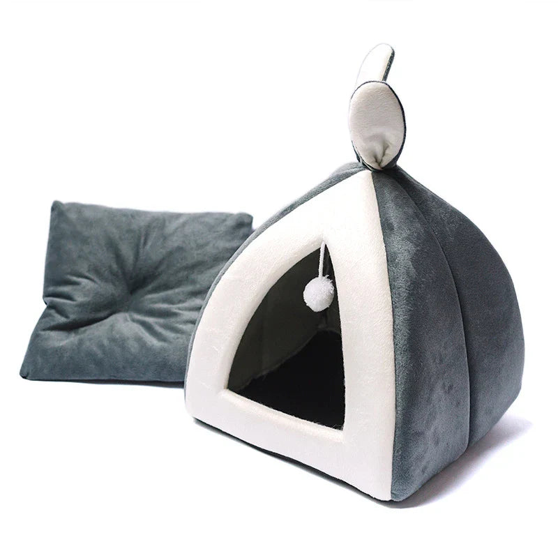 Premium Cat House & Kennel for Small Dogs - Cosy, Breathable Pet Bed in Grey