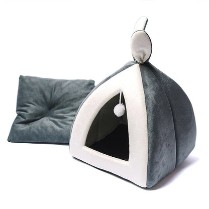 Premium Cat House & Kennel for Small Dogs - Cosy, Breathable Pet Bed in Grey